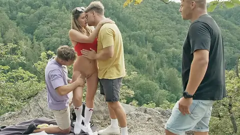 Hotwife sees his gf smooching 2 strangers