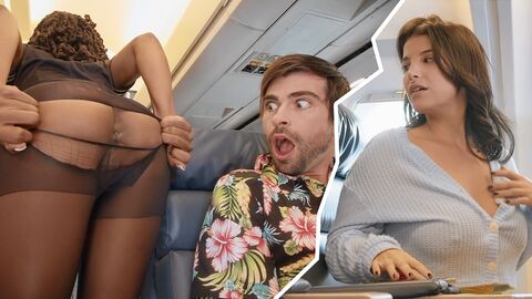 Dark Haired is surprised, but stewardess blessed to pulverized