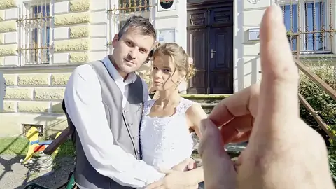 Bride finishes off by a stranger's rock hard pummel with caboose-poke finger-kittling