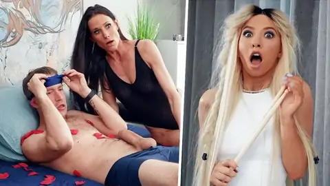 Blindfolded stud getting a hand-job by Kenzie Reeves