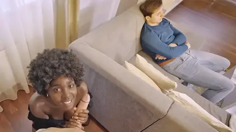 Dark-hued ultra-cutie with elastic caboose tears up while beau sleeps